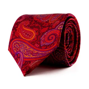 Sicilian Red Paisley Duchesse Silk Tie