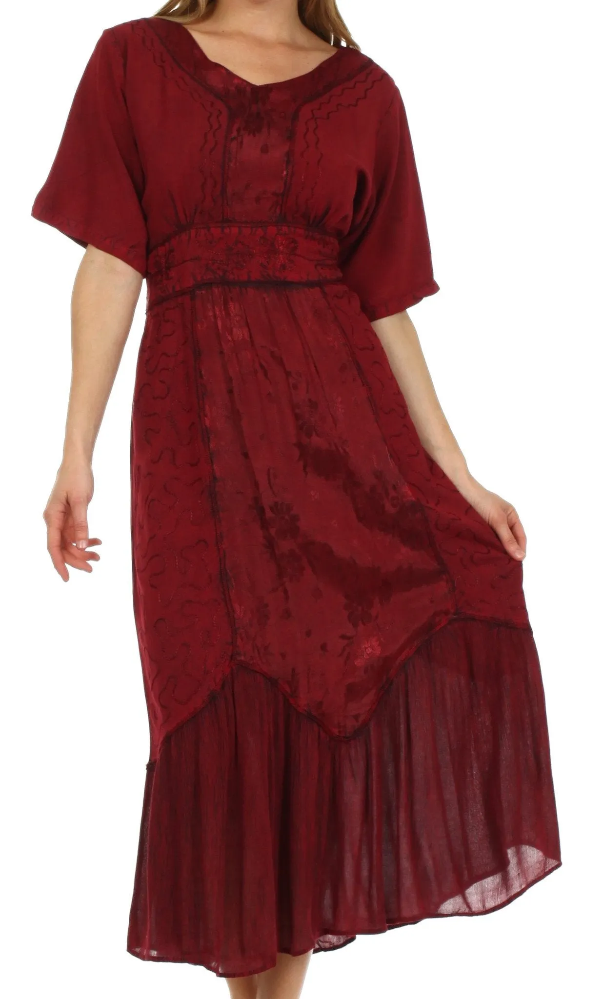 Sakkas Arabella Embroidered Empire Waist Dress