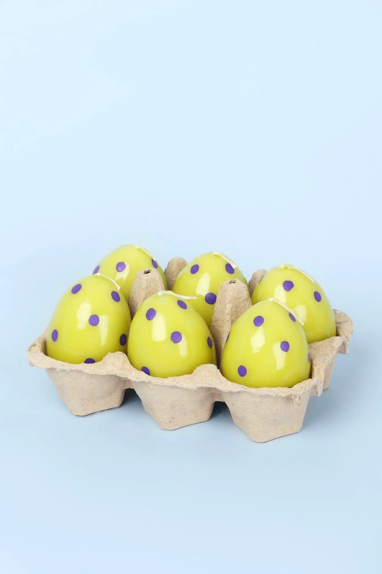 Set of 6 Easter Egg Candles - Green