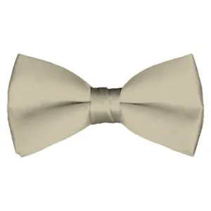 Solid Pre-Tied Beige Bow Tie