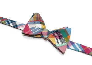 Summer Madras Patchwork Plaid Bow Tie