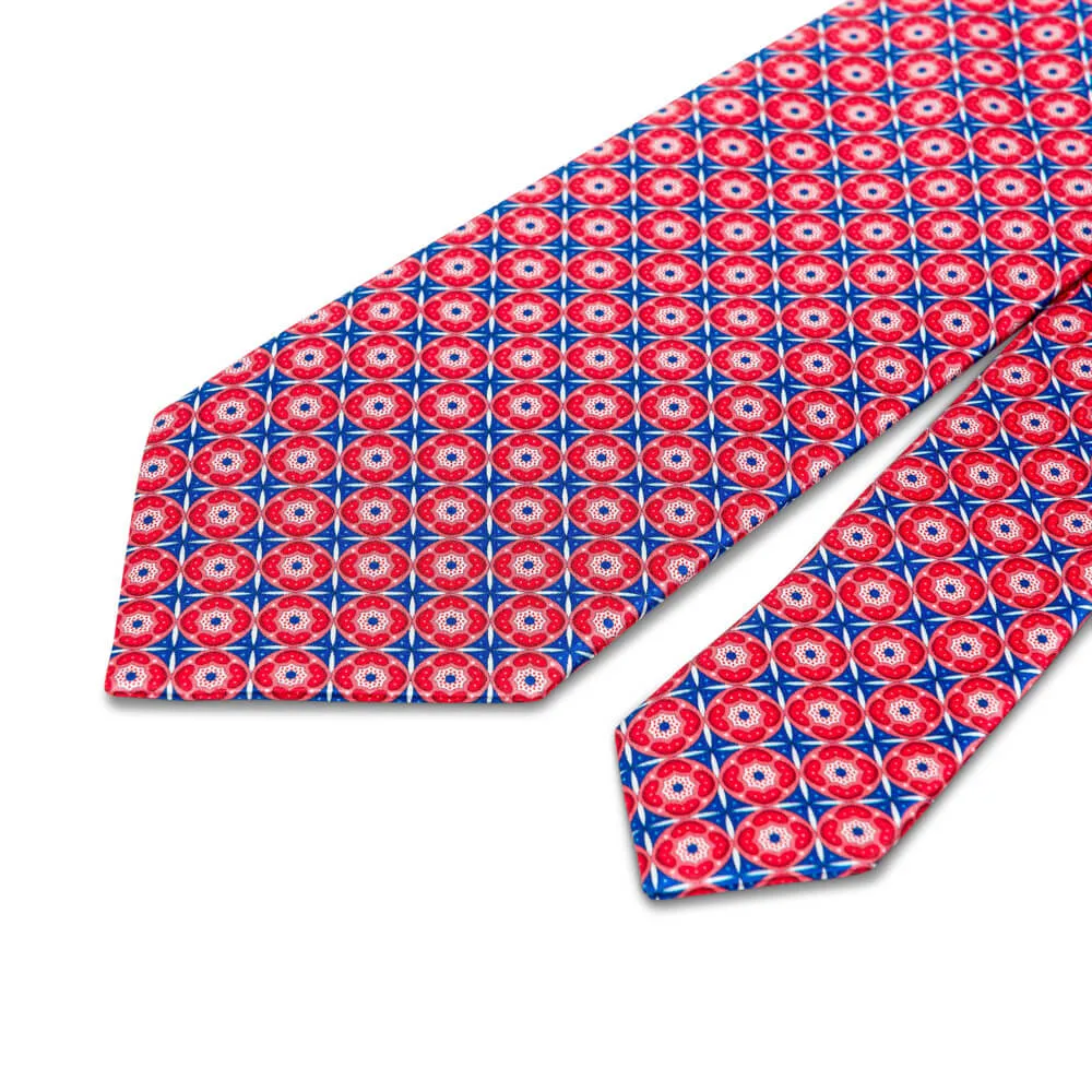 The Mazzarò Red and Blue Duchesse Silk Tie