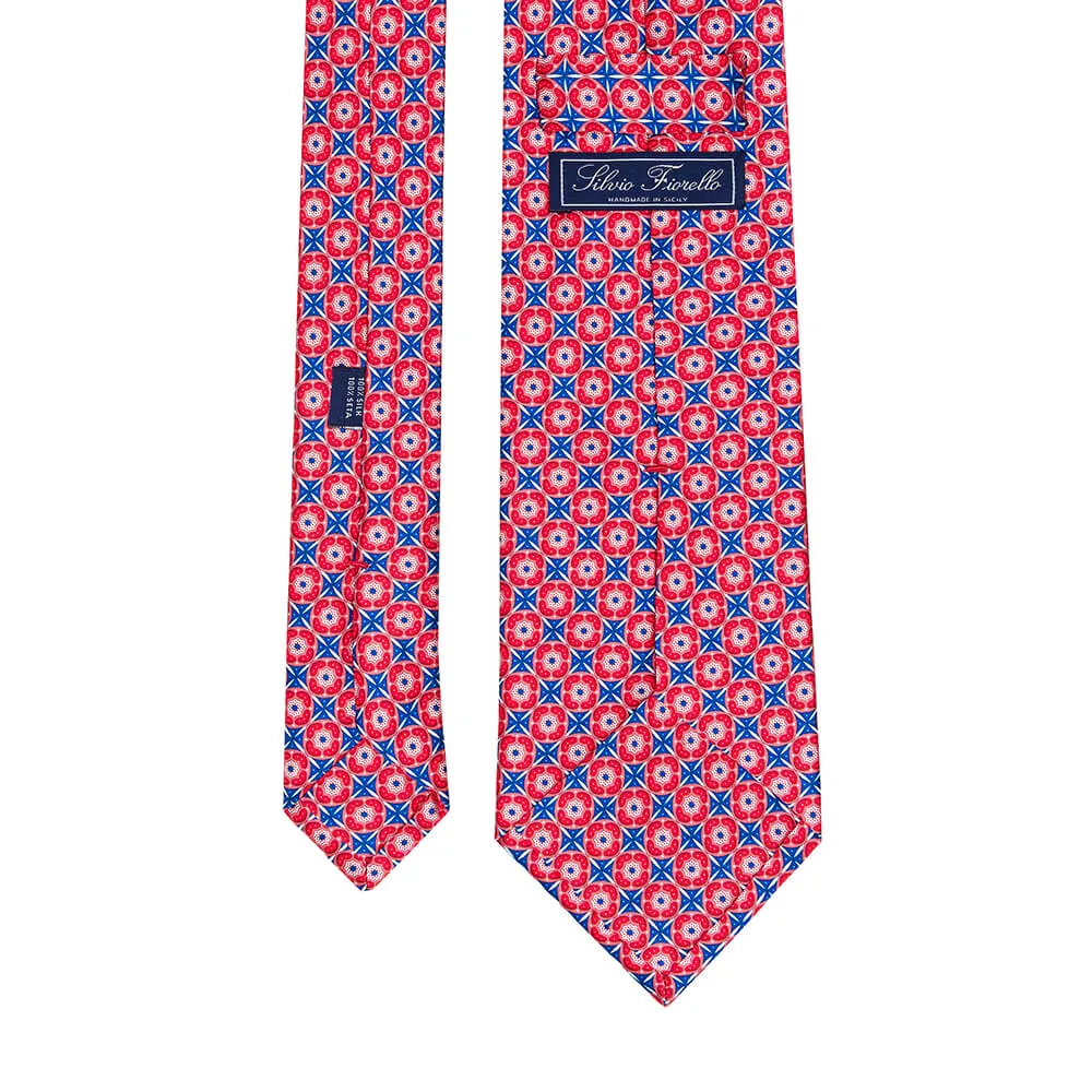 The Mazzarò Red and Blue Duchesse Silk Tie