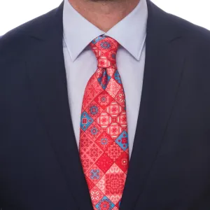 The Taormina Mosaic Red Duchesse Silk Tie