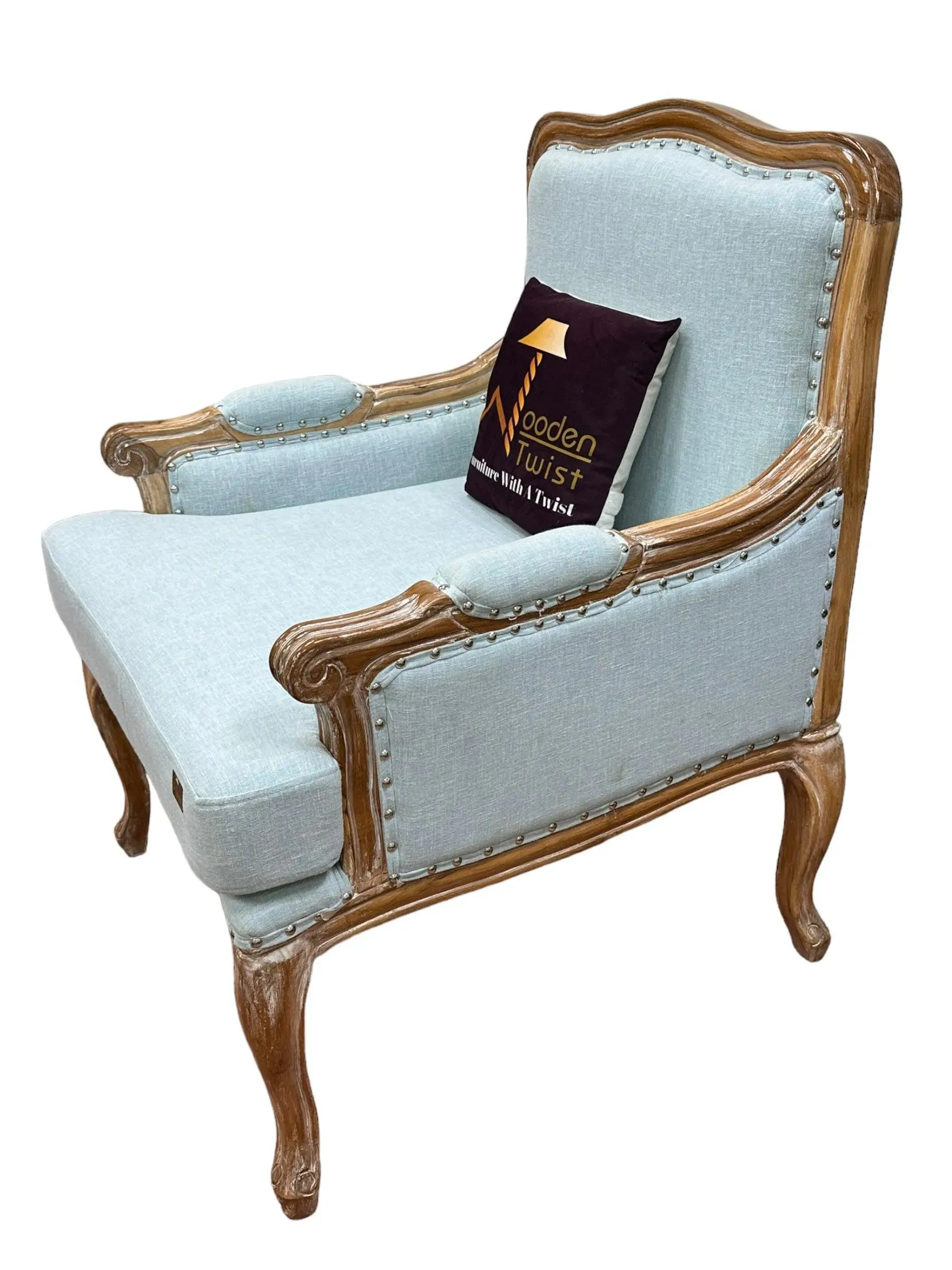 Wooden Bransford Arm Chair (Light Blue)