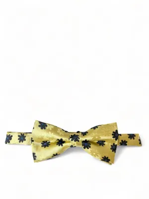 Yellow Floral Patterned Bow Tie